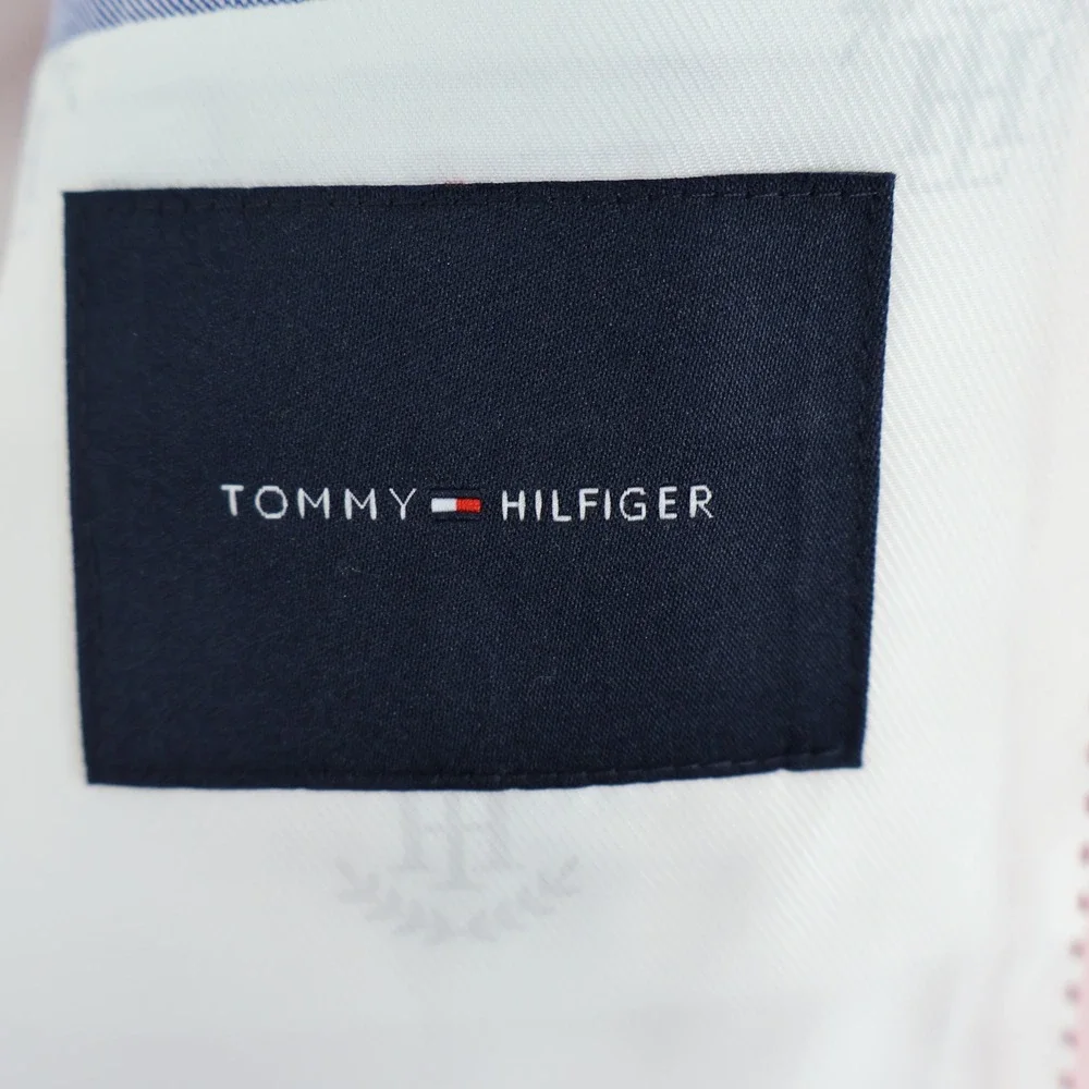 Tommy Hilfiger Modern Fit Flex Blazer Men 40L Pink Preppy 90s Formal Coastal NWT